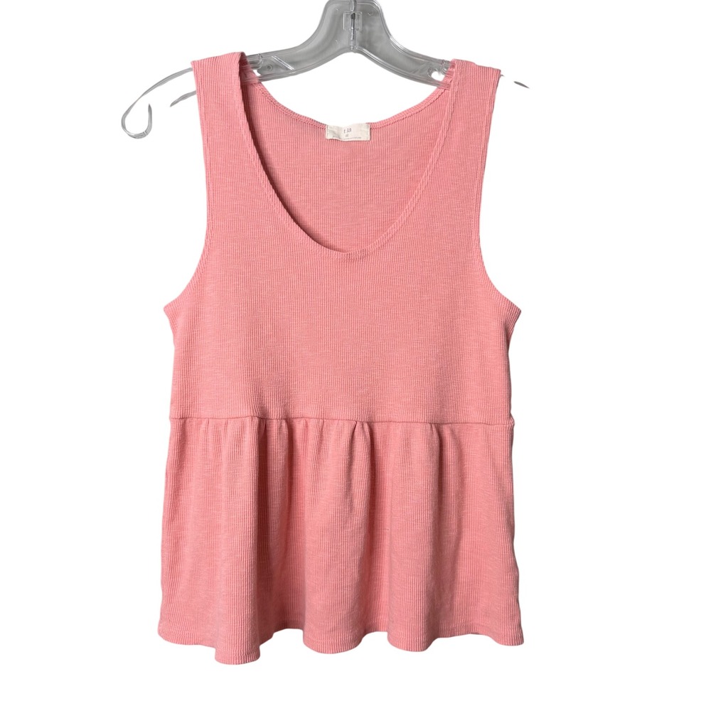 Anthropologie T.la Rhonda Babydoll Tank Womens S Pink Peplum Ribbed Boho